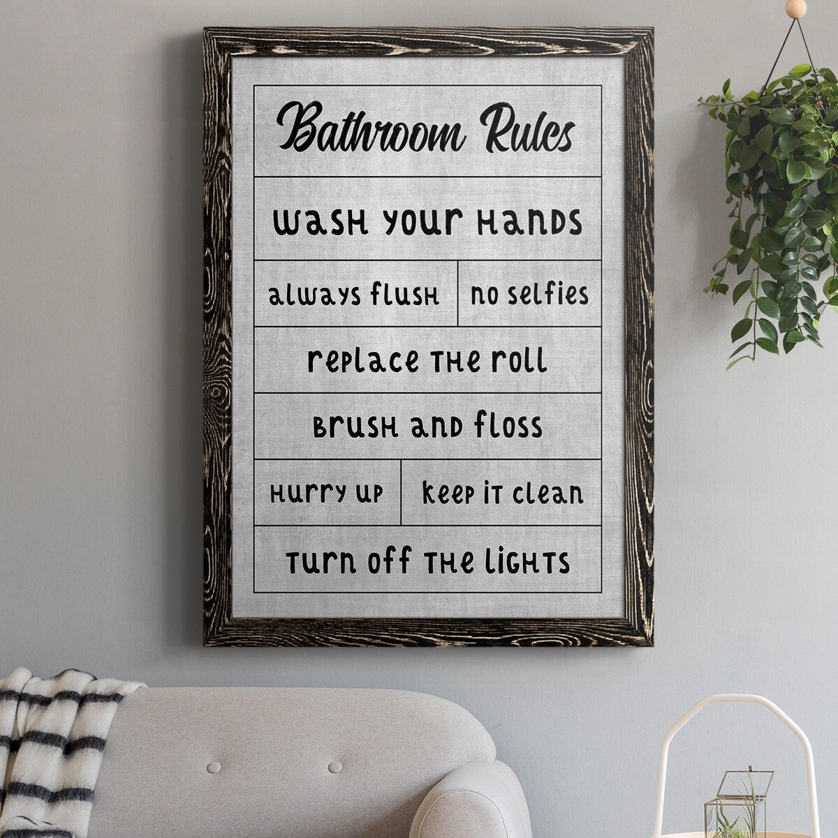 Simple Bathroom Rules-Premium Framed Canvas - Ready to Hang