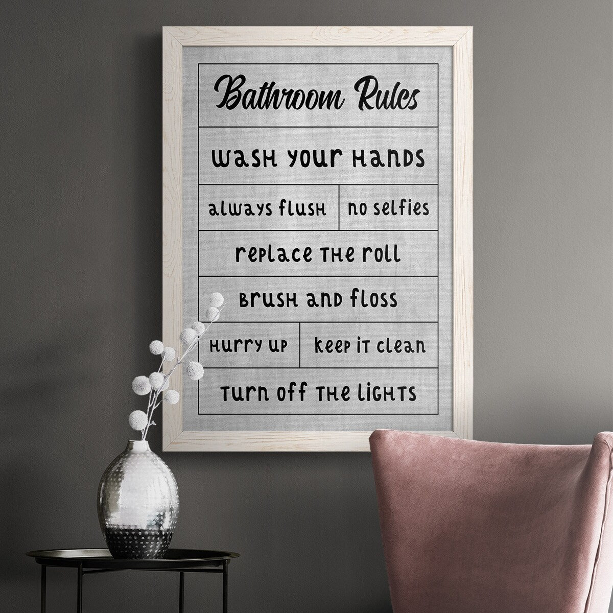 Simple Bathroom Rules-Premium Framed Canvas - Ready to Hang