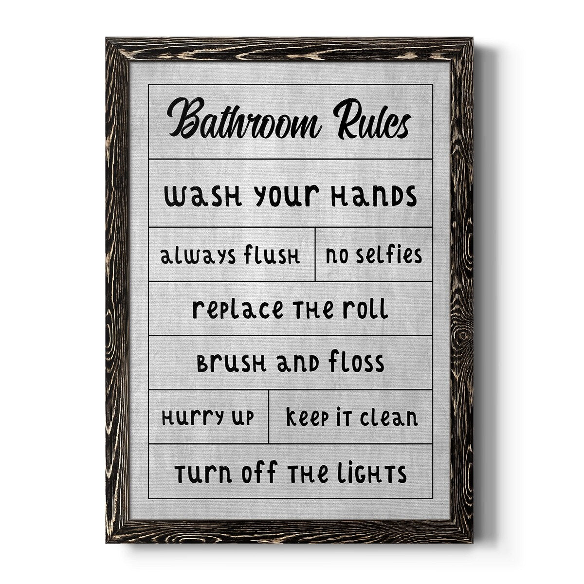 Simple Bathroom Rules-Premium Framed Canvas - Ready to Hang