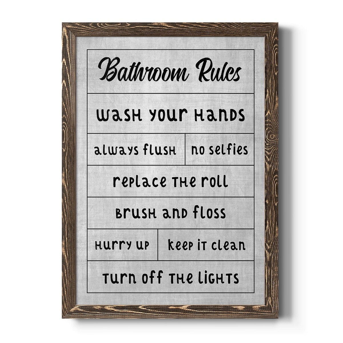 Simple Bathroom Rules-Premium Framed Canvas - Ready to Hang