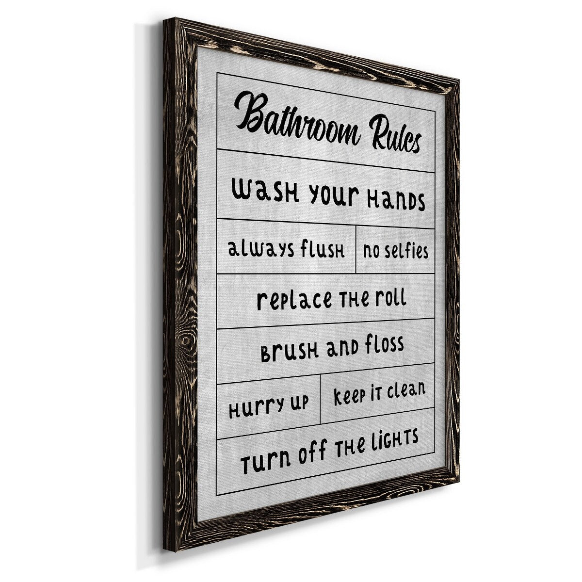 Simple Bathroom Rules-Premium Framed Canvas - Ready to Hang