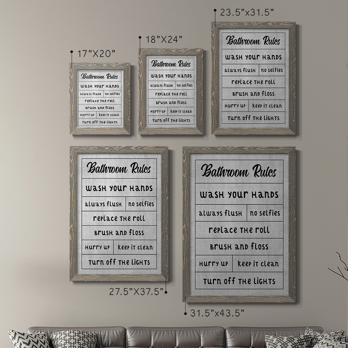 Simple Bathroom Rules-Premium Framed Canvas - Ready to Hang