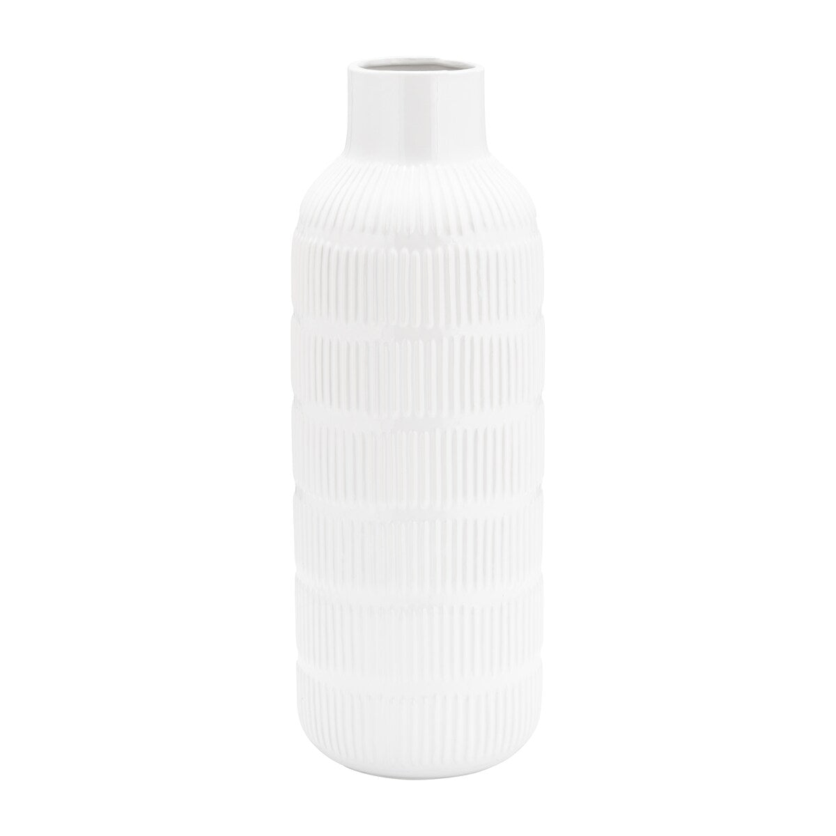 Simple Ceramic Vase Contemporary Pearl Stripe 21" Vase for Floral Arrangements Stylish Table Centerpiece Home,