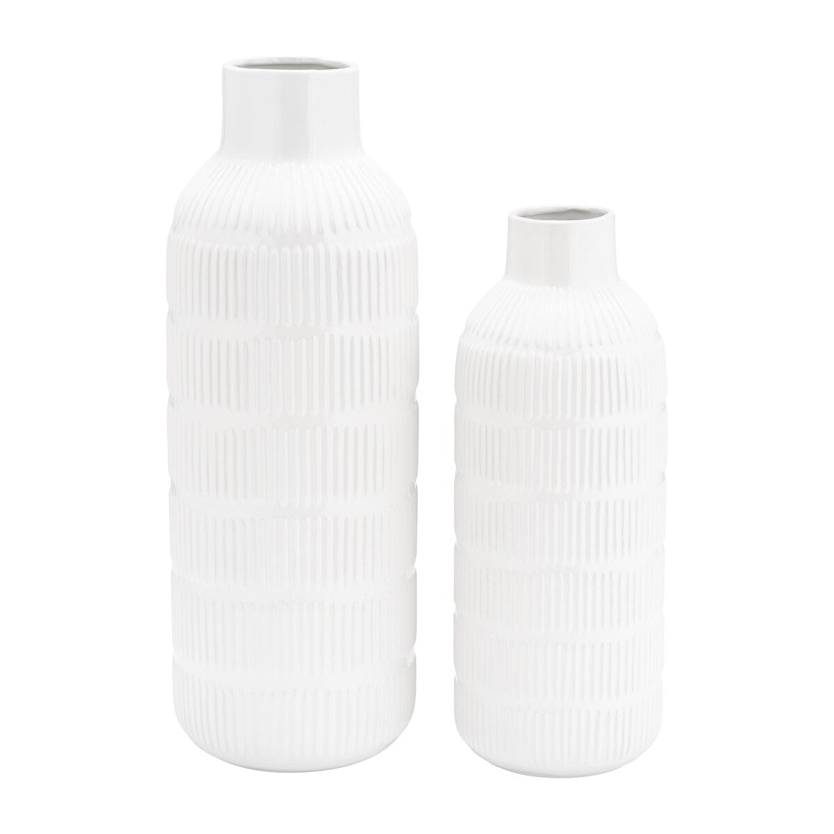 Simple Ceramic Vase Contemporary Pearl Stripe 21" Vase for Floral Arrangements Stylish Table Centerpiece Home,