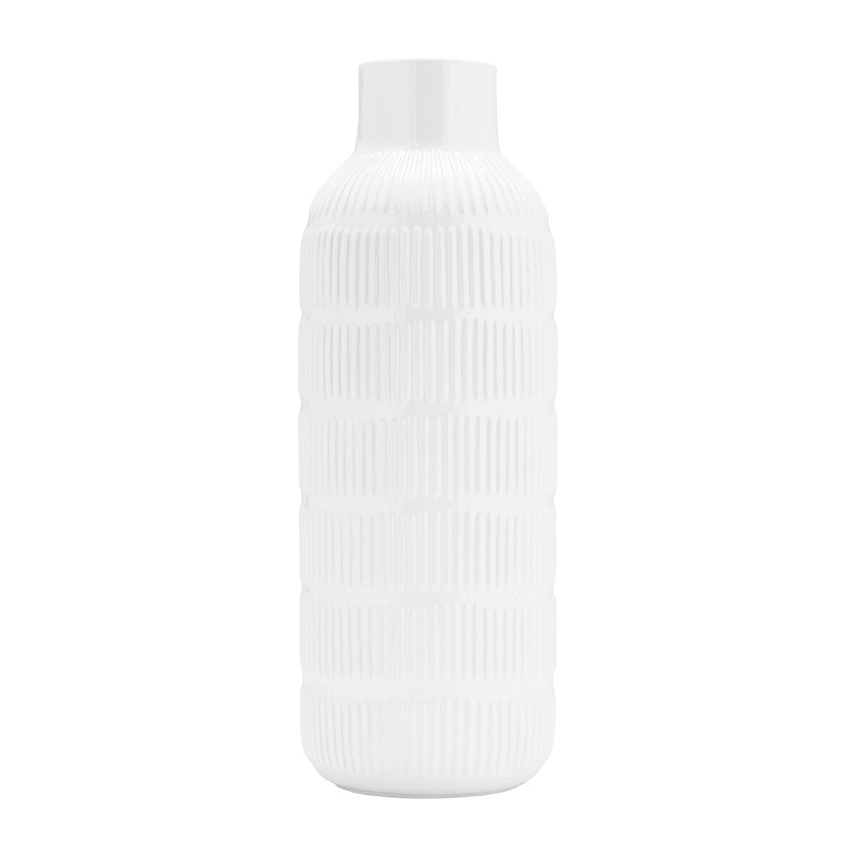 Simple Ceramic Vase Contemporary Pearl Stripe 21" Vase for Floral Arrangements Stylish Table Centerpiece Home,