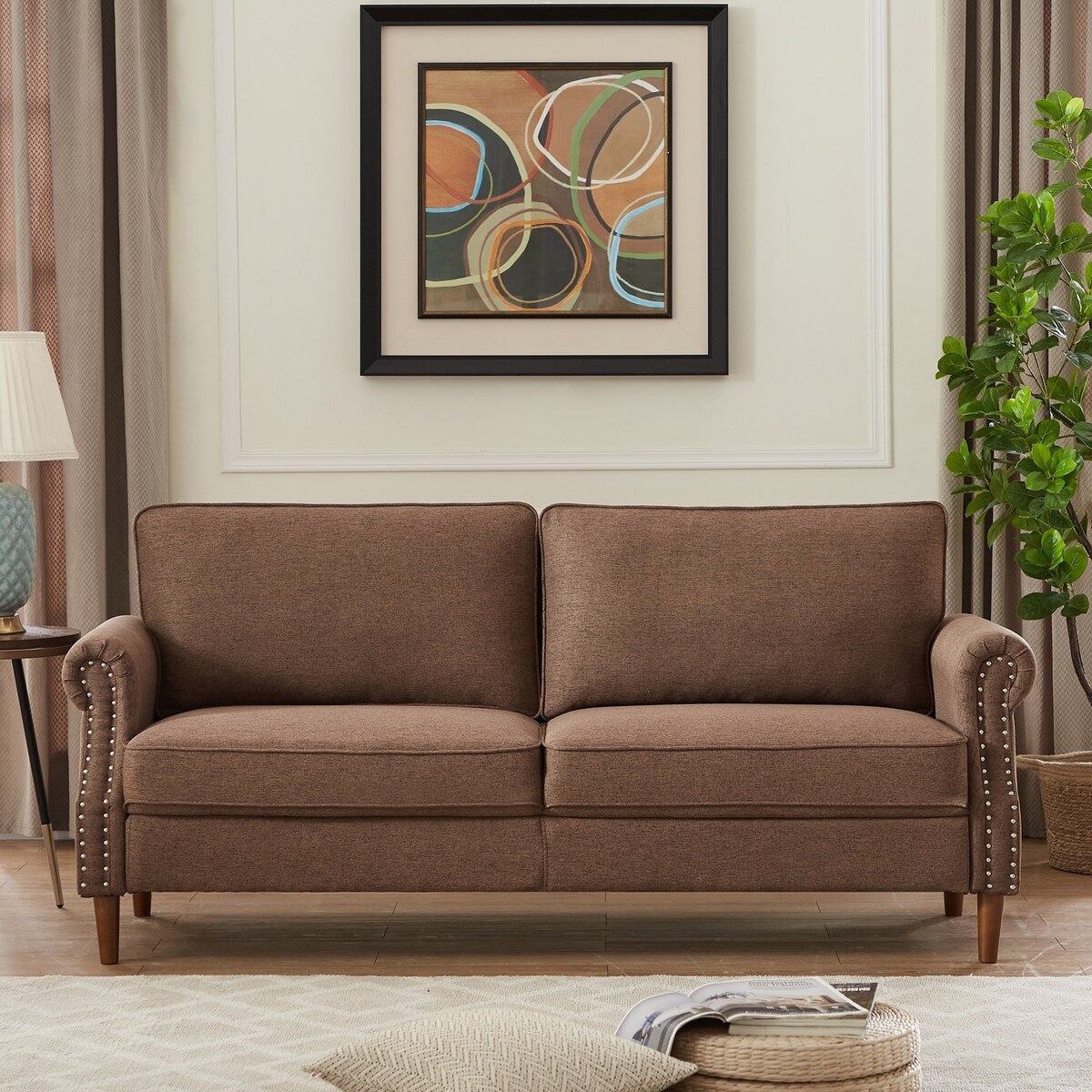 Simple Contemporary Style Living Room Sofa with Nailhead Decor