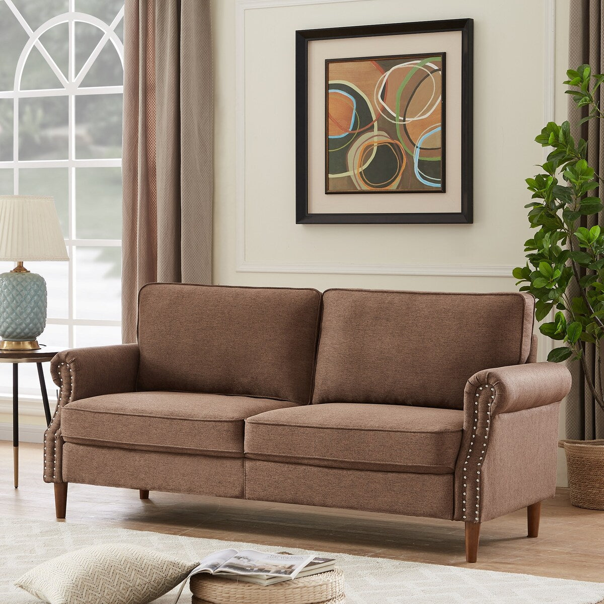 Simple Contemporary Style Living Room Sofa with Nailhead Decor