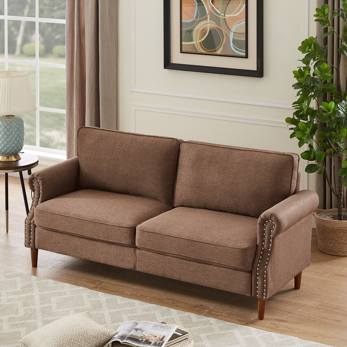 Simple Contemporary Style Living Room Sofa with Nailhead Decor