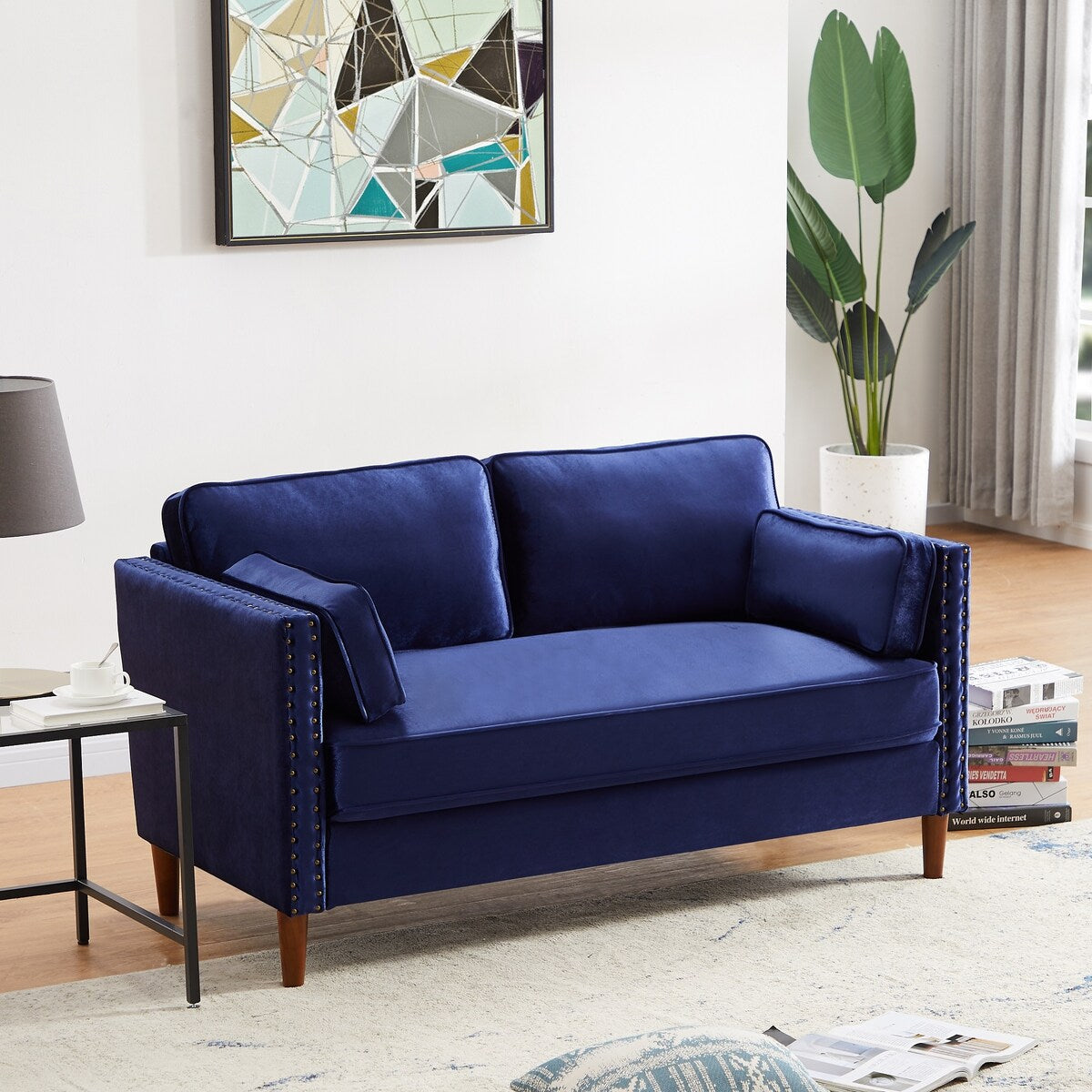 Simple Contemporary Style Living Room Sofa with Nailhead Decor