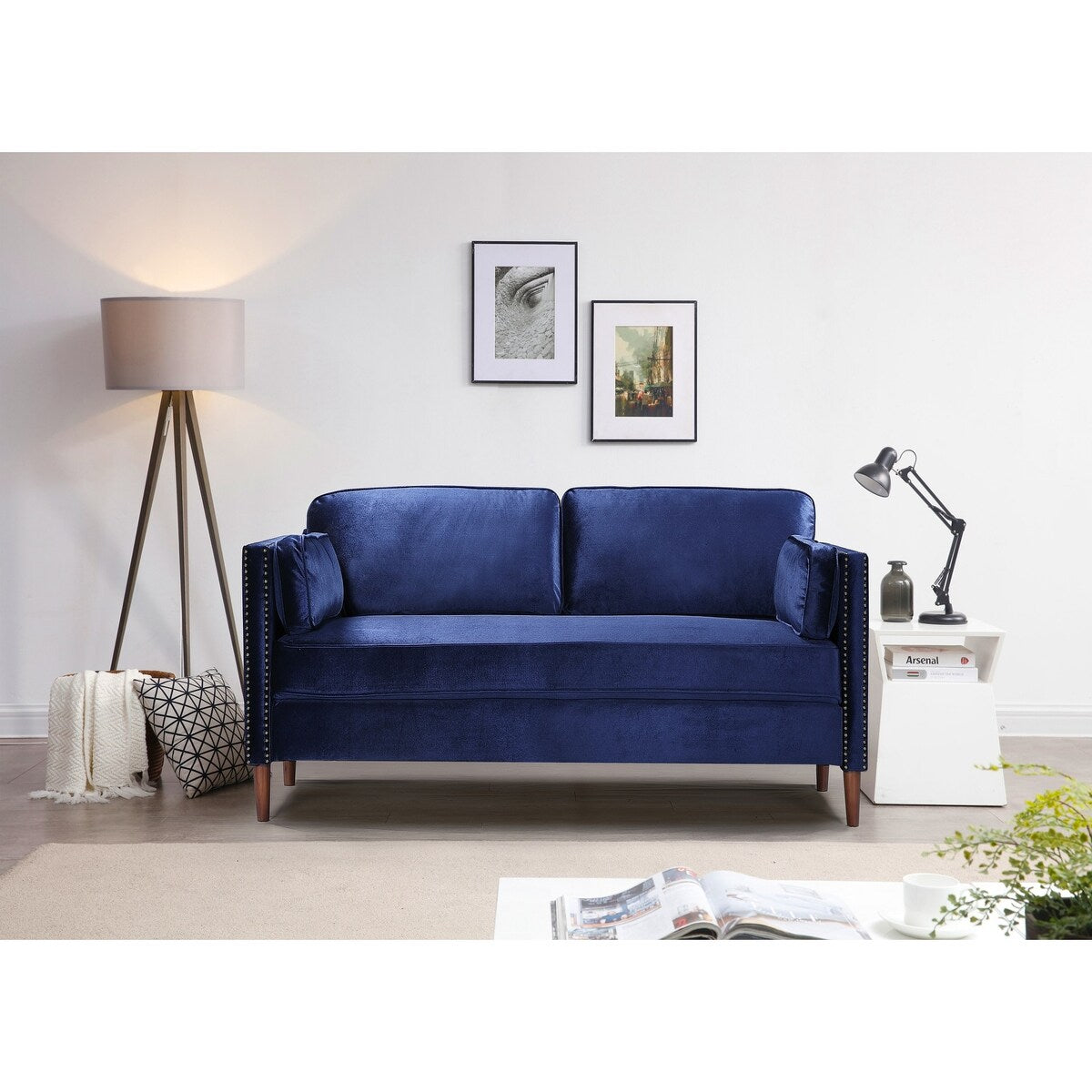 Simple Contemporary Style Living Room Sofa with Nailhead Decor