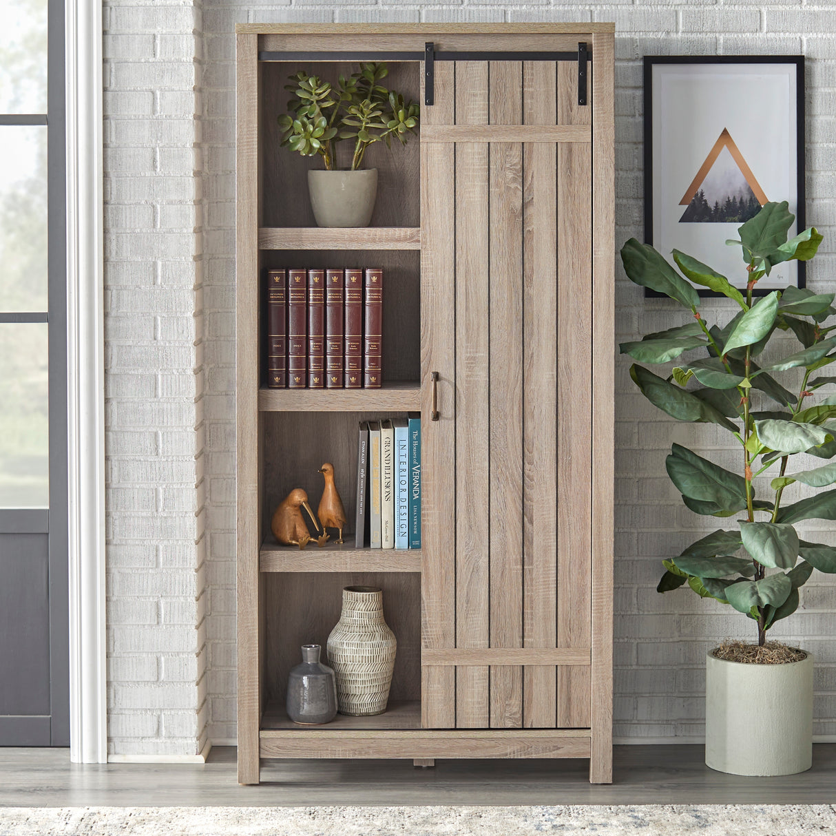 Simple Living Glasbern Barn Door Bookcase
