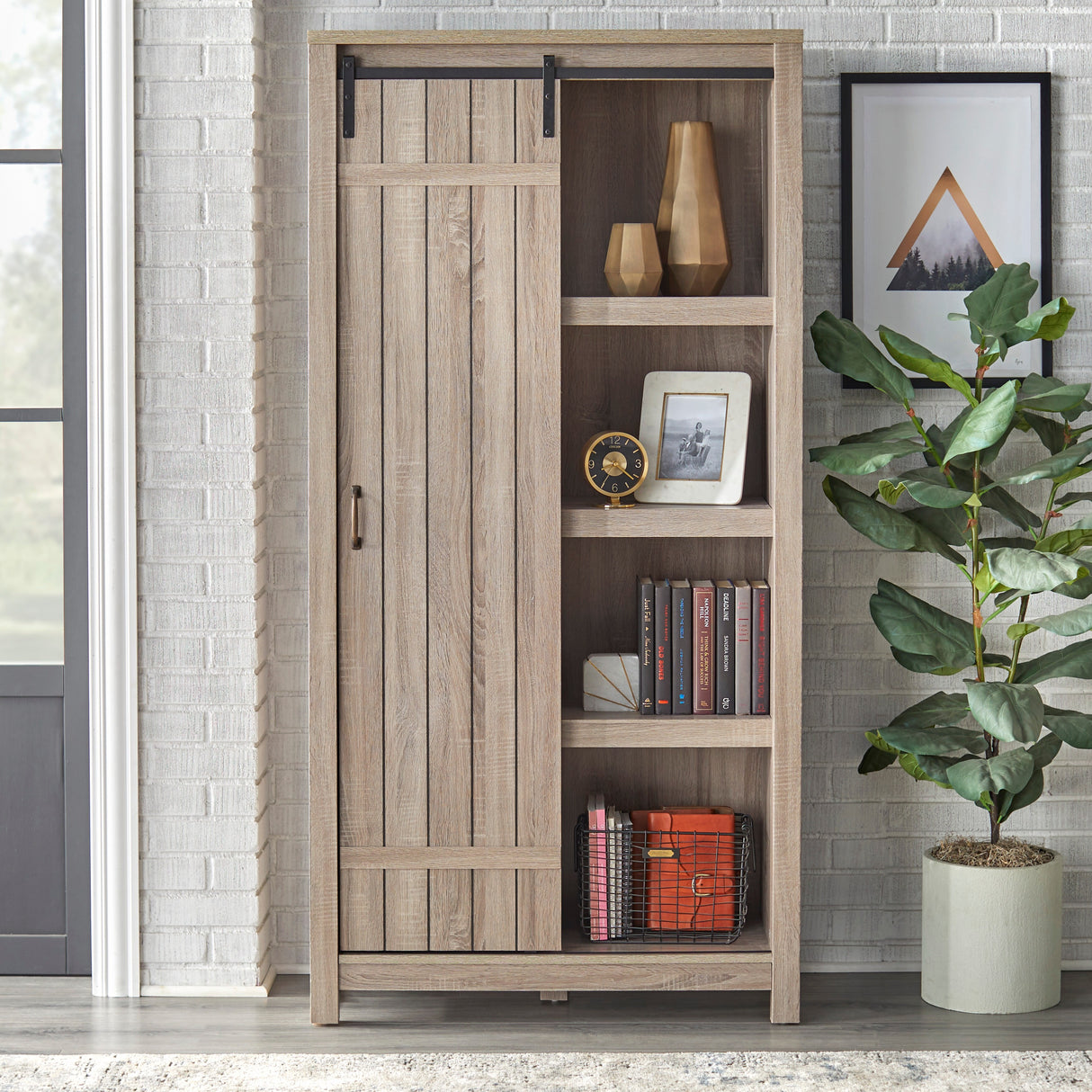 Simple Living Glasbern Barn Door Bookcase