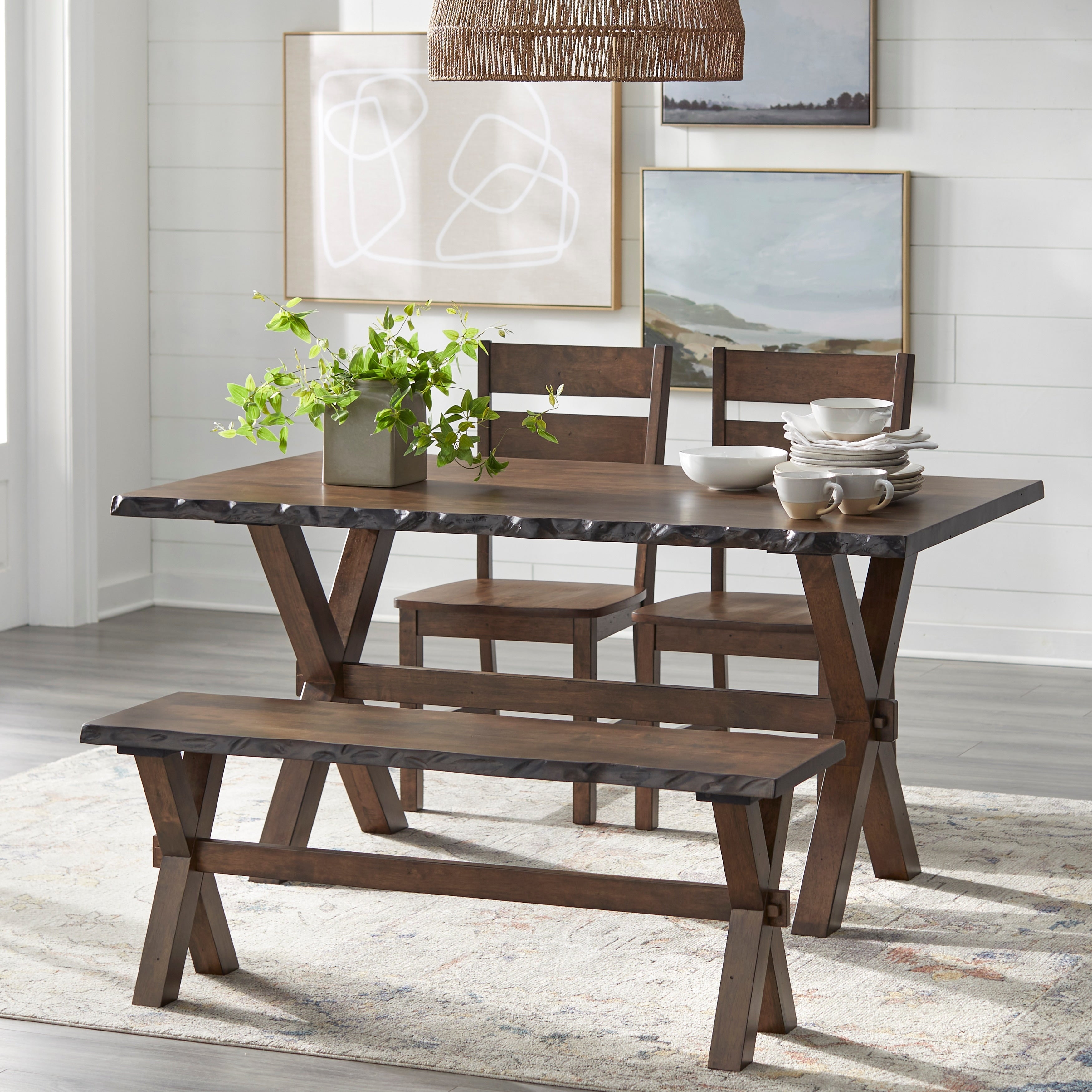 Simple Living Mandeville 4-piece Solid Wood Dining Set with Bench Simple Living Mandeville 4-piece Solid Wood Dining Set with Bench