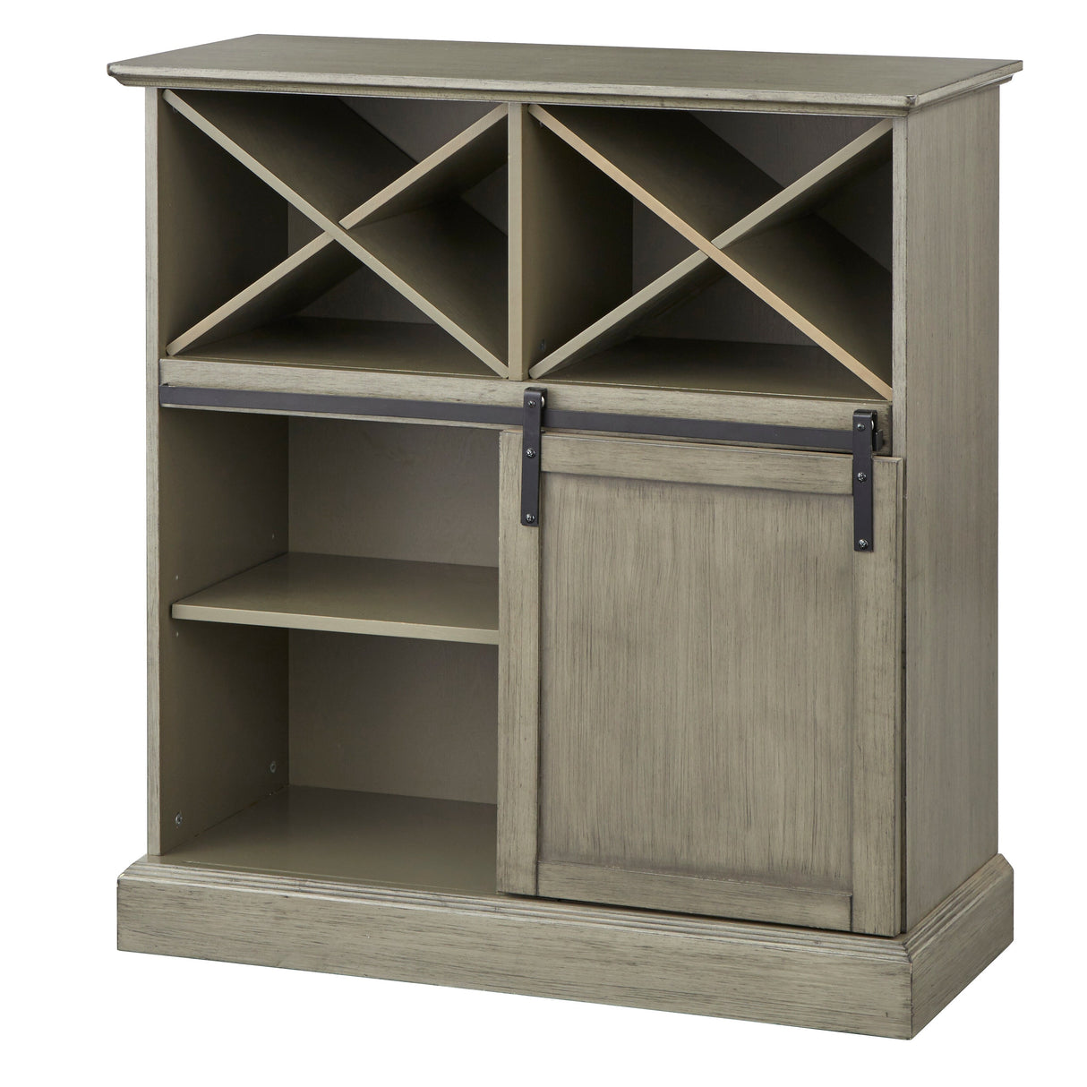 Simple Living Wise Farmhouse Barn Door Bar Cabinet