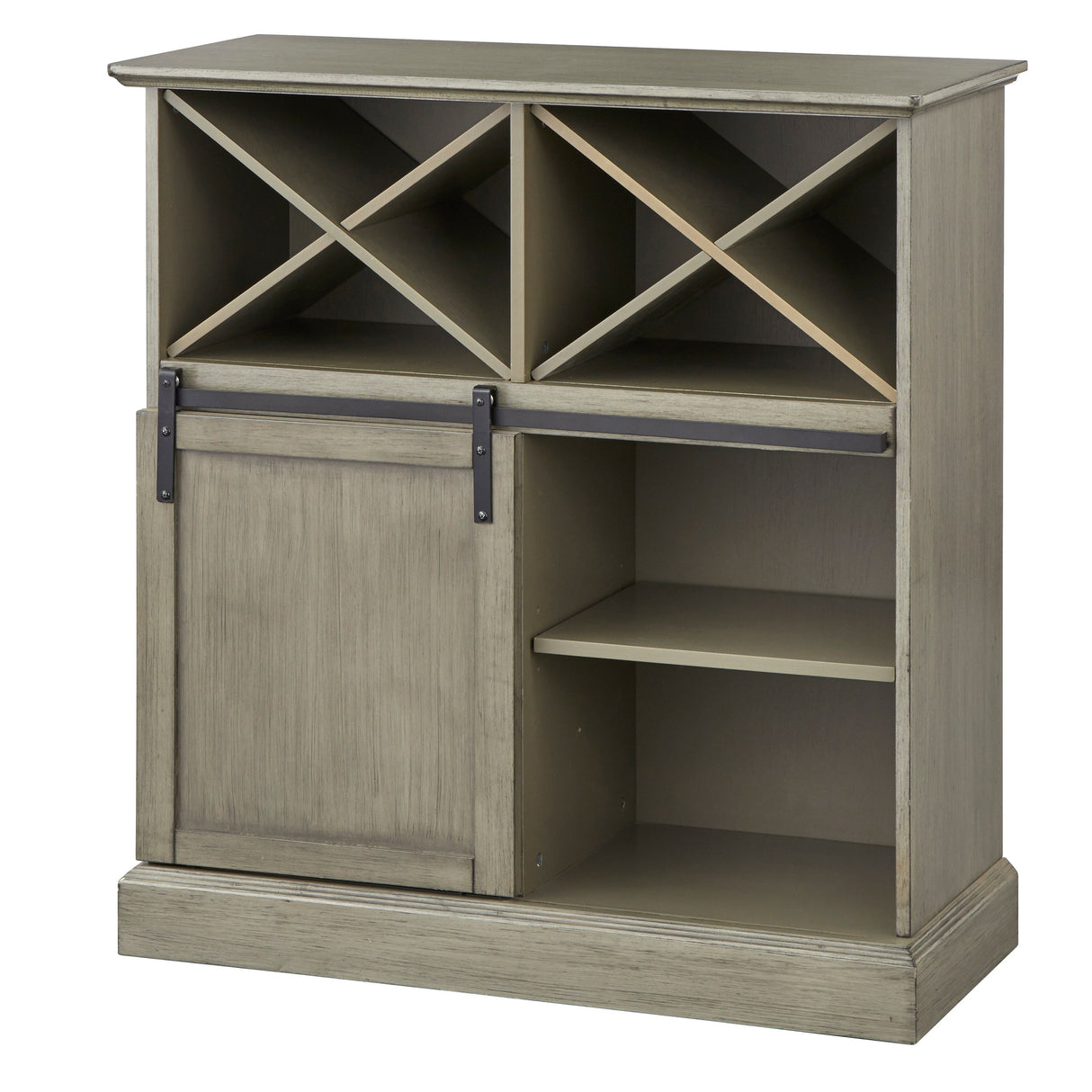 Simple Living Wise Farmhouse Barn Door Bar Cabinet