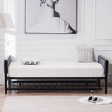 Simple Soft Cover Headboard Platform Bed Daybed Black Twin Size