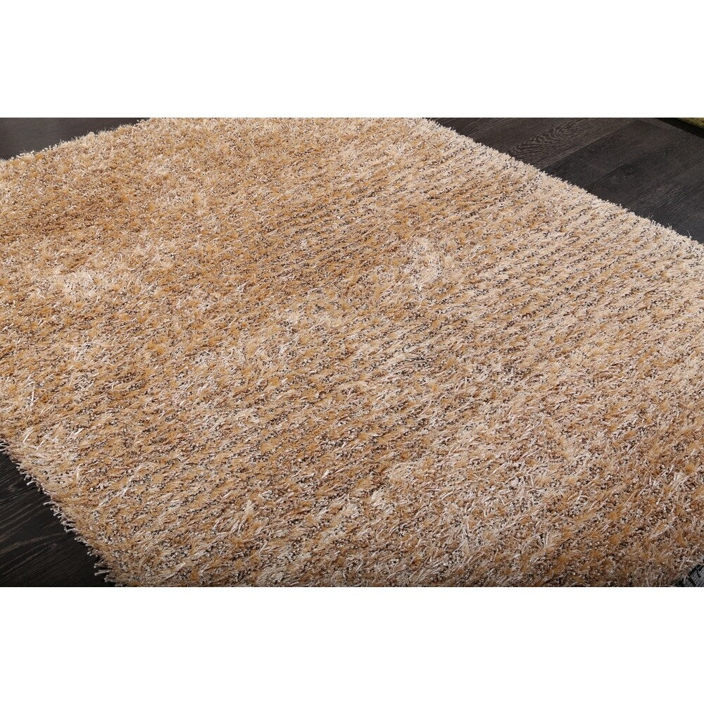 Solid Beige and Ivory Lush Shag Rug