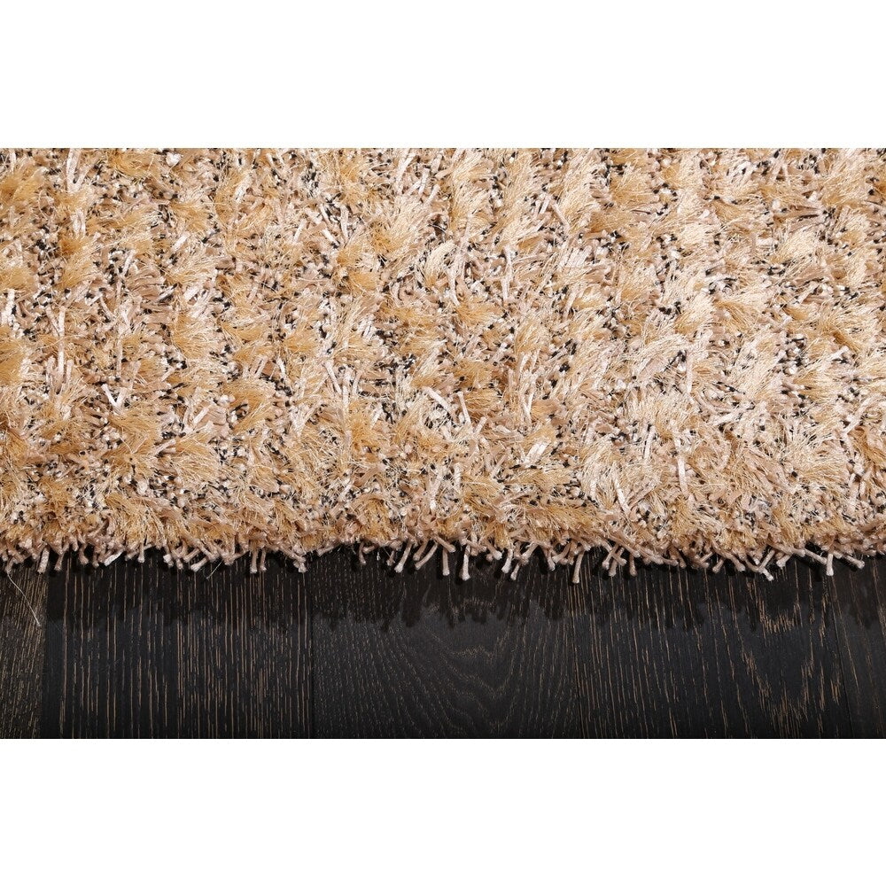 Solid Beige and Ivory Lush Shag Rug