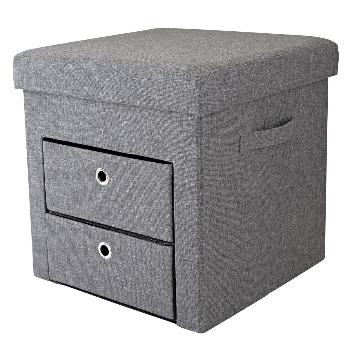 Simplify Grey 2-drawer Collapsible Storage Ottoman