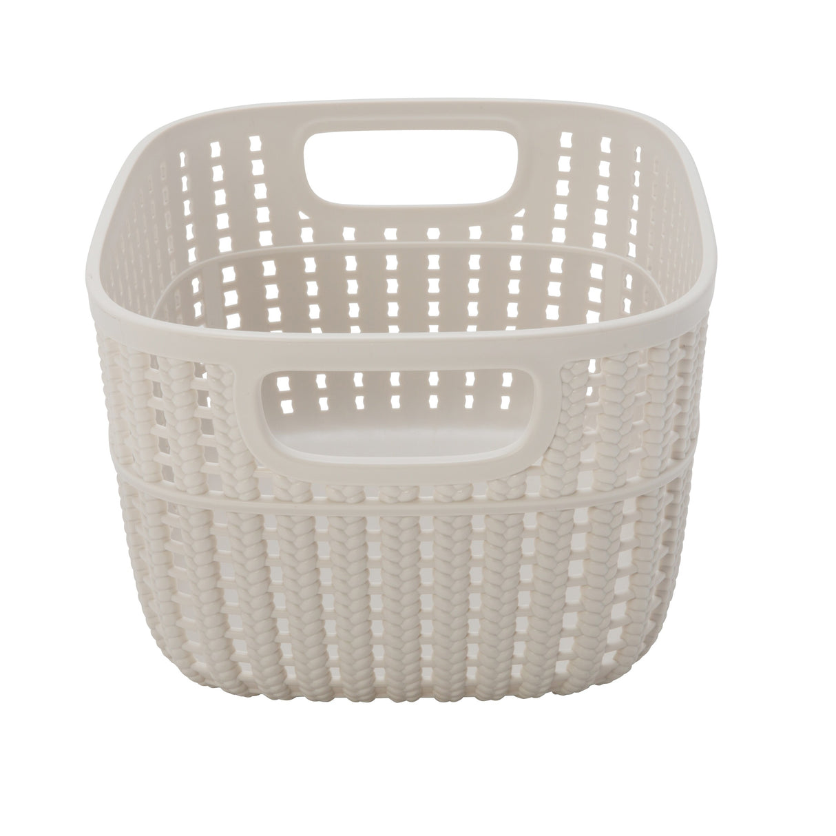 Simplify 2-Tone Decorative Small Storage Basket in Ivory - 9.4"x 7"x 4.8"