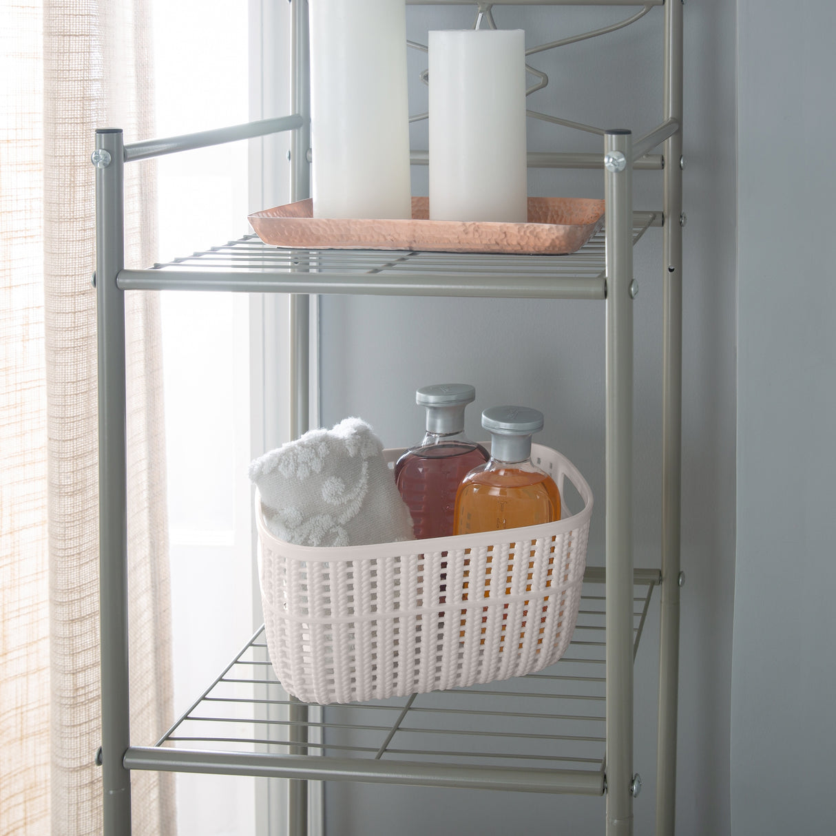 Simplify 2-Tone Decorative Small Storage Basket in Ivory - 9.4"x 7"x 4.8"