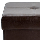 Simplify Chocolate Faux Leather Double Folding Storage Ottoman - 30" x 15" x 15"