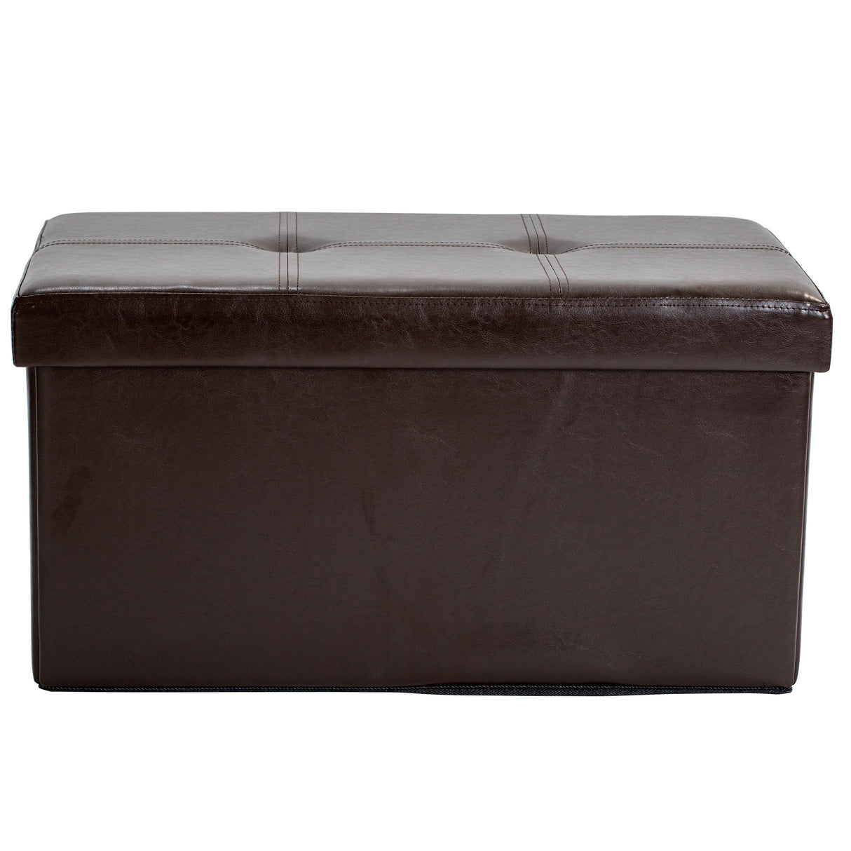 Simplify Chocolate Faux Leather Double Folding Storage Ottoman - 30" x 15" x 15"