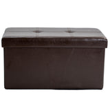 Simplify Chocolate Faux Leather Double Folding Storage Ottoman - 30" x 15" x 15"