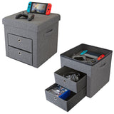 Simplify Grey 2-drawer Collapsible Storage Ottoman