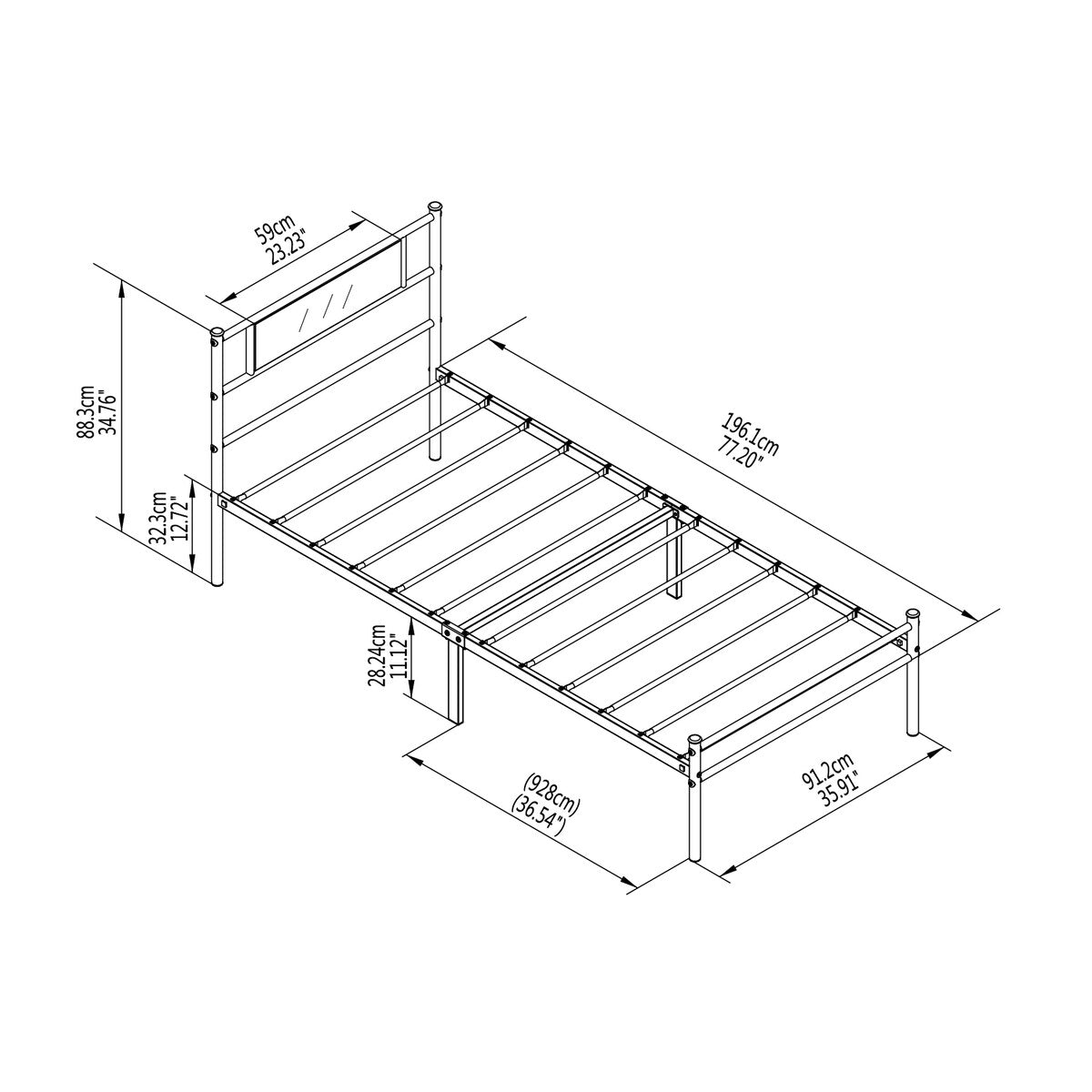 Simplism metal bed frame with 12.7" height platform,twin size