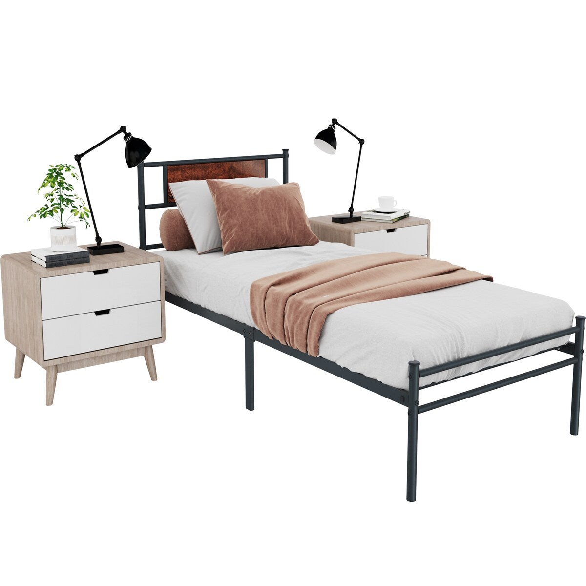 Simplism metal bed frame with 12.7" height platform,twin size