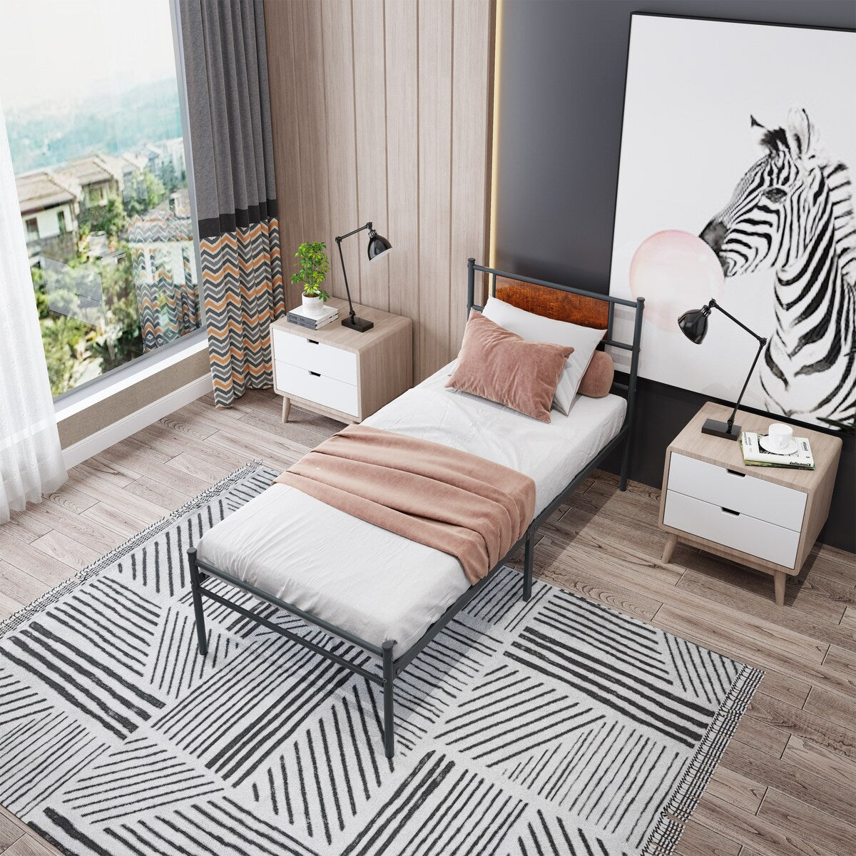 Simplism metal bed frame with 12.7" height platform,twin size