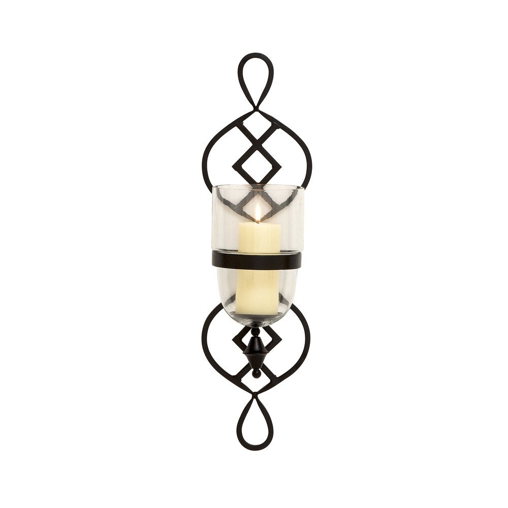 Black Metal with Glass Candle Sconce