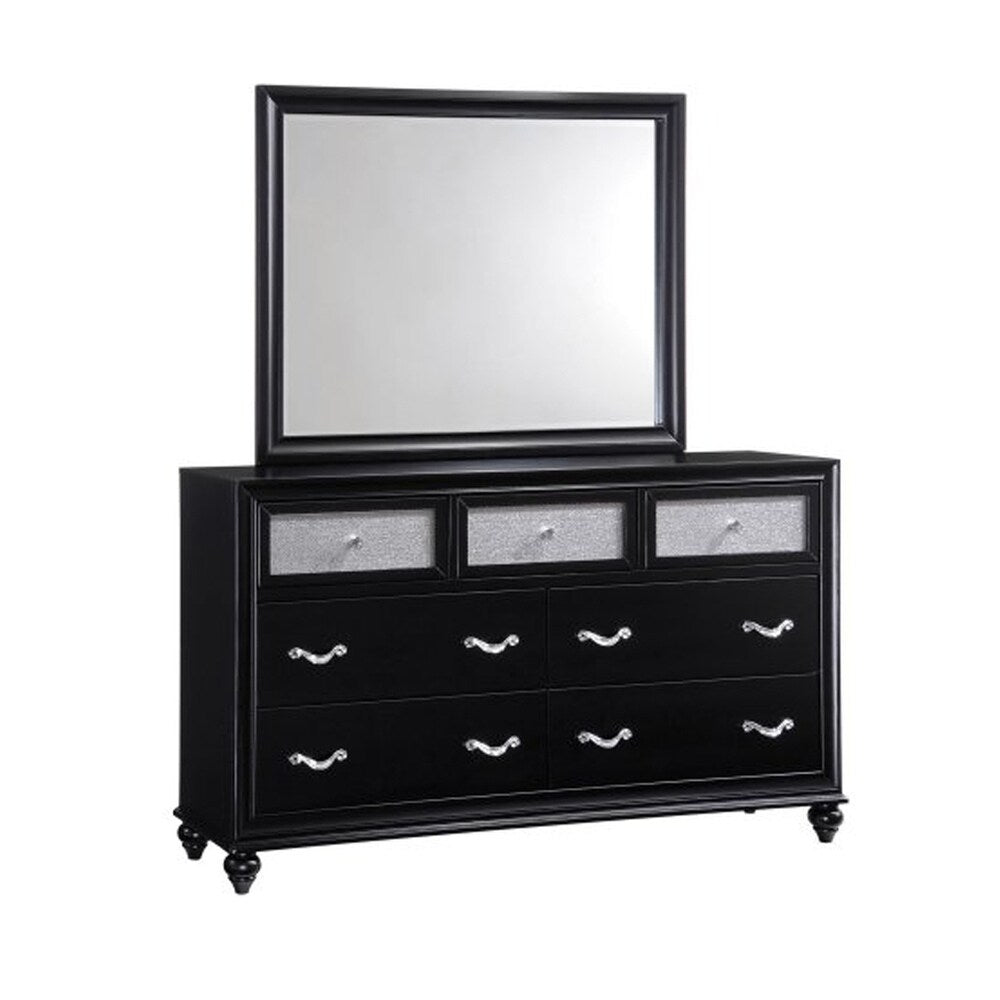 Sinatra Black 2-piece Upholstered Bedroom Set with Dresser
