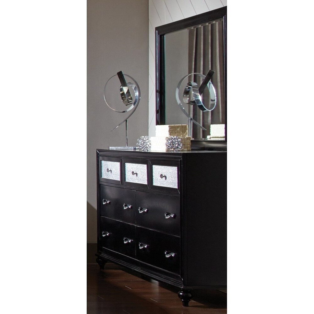 Sinatra Black 2-piece Upholstered Bedroom Set with Dresser