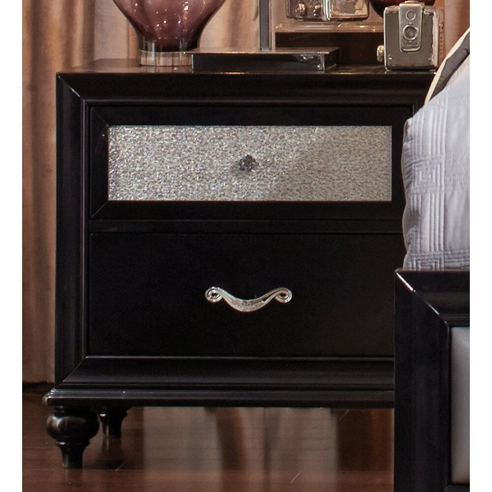 Sinatra Black 3-piece Upholstered Bedroom Set with 2 Nightstands
