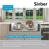Sinber 32 Inch Drop in Single Bowl Kitchen Sink with Fireclay White Finish 2 Accessories - 32'' X 19'' X 10''