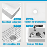 Sinber 32 Inch Drop in Single Bowl Kitchen Sink with Fireclay White Finish 2 Accessories - 32'' X 19'' X 10''