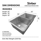 Sinber Undermount Double Bowl 304 Stainless Steel Kitchen Sink