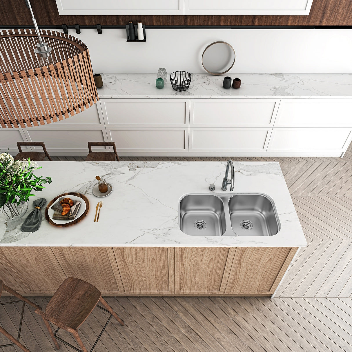 Sinber Undermount Double Bowl 304 Stainless Steel Kitchen Sink