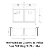 Sinber Undermount Double Bowl 304 Stainless Steel Kitchen Sink