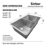 Sinber Undermount Double Bowl 304 Stainless Steel Kitchen Sink