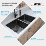 Sinber Undermount Double Bowl 304 Stainless Steel Kitchen Sink