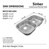 Sinber Undermount Double Bowl 304 Stainless Steel Kitchen Sink