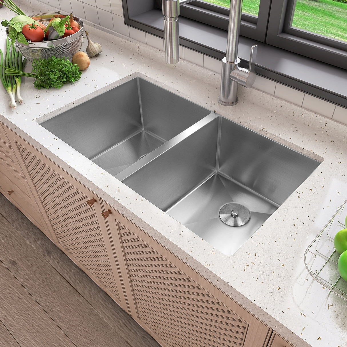Sinber Undermount Double Bowl 304 Stainless Steel Kitchen Sink