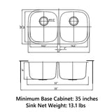 Sinber Undermount Double Bowl 304 Stainless Steel Kitchen Sink