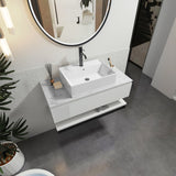 Sinber White Ceramic Countertop Bathroom Vanity Vessel Sink