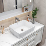 Sinber White Ceramic Countertop Bathroom Vanity Vessel Sink