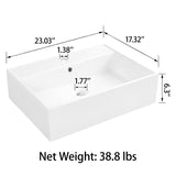 Sinber White Ceramic Countertop Bathroom Vanity Vessel Sink