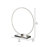 Sine 21 Inch Table Lamp, Modern Circle Ring LED, Sleek Silver Metal Base
